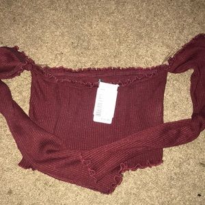 Burgundy crop Longsleeve